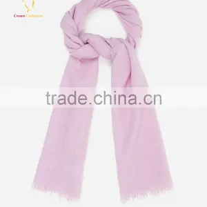 Pure Color Cashmere Silk Scarf With Fringe thumbnail-2