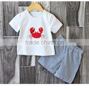 Boys Shorts Sets Crab Boys Summer Short Outfits Teen Korean Boys Clothing Sets Toddler Boys Boutique Clothing Boys Sets 2015 thumbnail-2