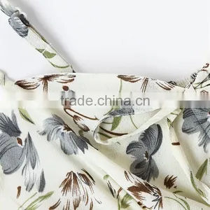 BEST SALE Sexy Floral Print Pleated Cami Tops With Shorts Women Suit thumbnail-6