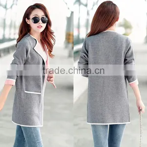 B41006A 2017 Wholesale Women Big Size Clothes Fashion Long Sleeve Simple Cardigan thumbnail-3