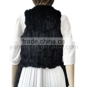 YRFUR YR016 Various Color Available Fur Vest/Cropped Hand Knit Rabbit Fur Vest thumbnail-2