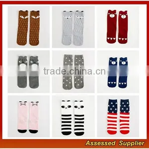 Wholesale Custom Girl and Boy Cotton Colorful Animal Cartoon Tube Socks for Baby Knee High Socks JH58 thumbnail-3