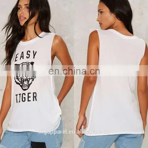 China Custom Tiger Print Design Ladies White Print T-shirt thumbnail-1