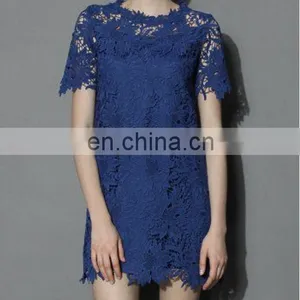 Factory Wholesale New Arrival Women Lace Navy Dress With High Quality thumbnail-5