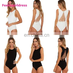 Latest Design White Back Lace Up Sexy Women Design Your Own One Piece Bodysuit thumbnail-3