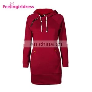 Elegant Fashion 5 Color Long Sleeve Ladies Hoodie Dress Mini Length Women Winter Sweater Dress thumbnail-5