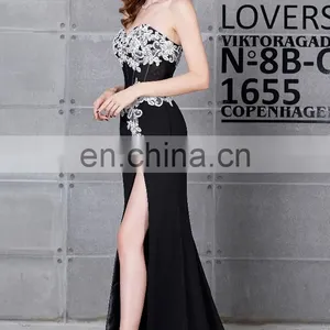 Grace Karin Hot Sale Sweetheart Neckline Chiffon Split Leg Long Black Lace Prom Dress CL7519 thumbnail-2