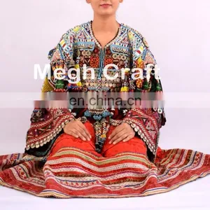Vintage Afghani Kuchi Dress - Tribal Beaded With Coin Tassels Dress - Kuchi Indian Traditional Balochi Dress thumbnail-6