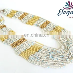 Beaded Necklace Jewelry- Fashion Costume Imitation Artificial Jewelry-Indian Handmade Beaded Jewelry-party Wear Jewelry thumbnail-2