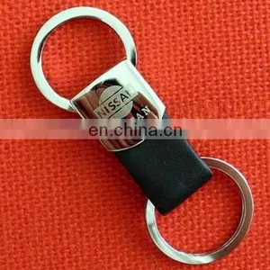 Custom China Factory Directly Promotional Business Gift Leather Keychain, Wholesale Customized Logo Leather Keychains thumbnail-3