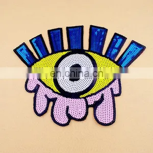 Sequins Patches Sewing Embroidery Patch EYE Motif Applique Sewing On Sequins thumbnail-2