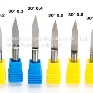 6mm Flat Bottom Engraving Bits 45-50mm Lengthened CNC Router Tools V Carbide Carving Cutters thumbnail-1