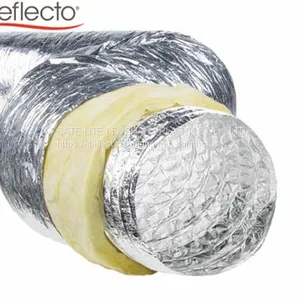 25mm Thickness HVAC Systems Parts Insulated Duct Double Layer Aluminum Foil Glass Wool thumbnail-1