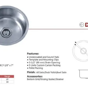 Guangdong Dongyuan Kitchenware UPC Certificated Stainless Steel Single Bowl Round Sinks thumbnail-2