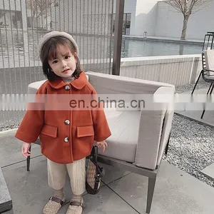 2344 Baby Girls Boutique Clothing Winter Turndown Collar Woolen Coat thumbnail-3