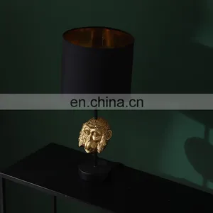 China Wholesale Classical Animal Monkey Head Shape Resin Base Gold Desk Lights for Hotel Home Decor thumbnail-2