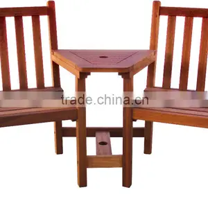 New Design Jack &Jill Bench - Wooden Duo Bench - Wood Bench With Table 100% FSC - Eucalyptus Hardwood - Perfect Quality thumbnail-1