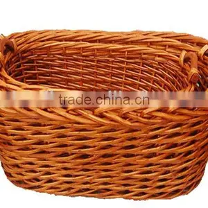 Rectangular Yellow Wicker Laundry Basket thumbnail-1