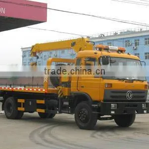 Dongfeng 4x2 Flat Bed Wrecker With Crane XCMG thumbnail-1