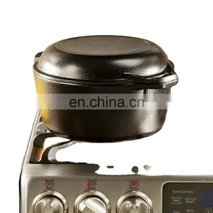 Cast Iron Camping Stew Hanging Thickened Dutch Flip Cover Dutch Pot Uncoated Outdoor Camping Pot thumbnail-1
