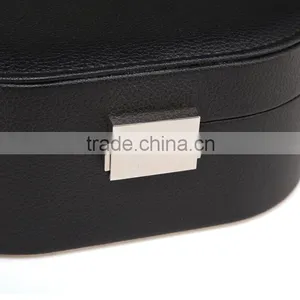 Small Faux Leather Mirror Travel Jewelry Box Organizer Display Storage Case for Rings Earrings Necklace (Black) thumbnail-6