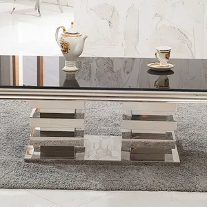 Latest Coffee Table Stainless Steel Base Marble Table Sets Superior Quality Center Table for Living Room thumbnail-3