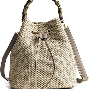 Women Woven Straw Bag Rattan Bag Tote Beach Bag thumbnail-1