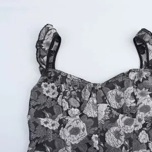 European and American Style Women's Clothing Temperament Jacquard Waist Cinched Short Suspender Dress thumbnail-3