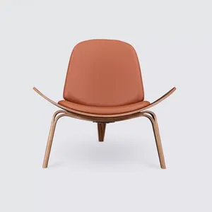 Design Tripod Armchair in Cognac Full Grain Leather and Rosewood – Carl thumbnail-1