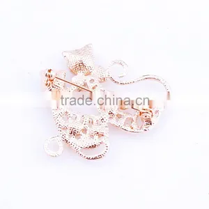 Alloy Brooch Rhinestone Brooch Lovely Double Cat Brooch Pearl Brooch thumbnail-4