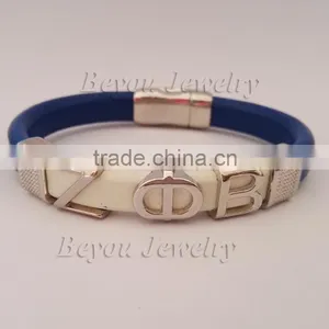 Magnetic Leather Handmade Bracelet Bangle Greek ZETA PHI BETA Greek ZPB Custom LOGO Fraternity Sorority Jewelry thumbnail-1