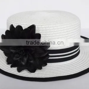 Flat Top White Papaer Straw Hat thumbnail-1
