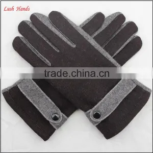 Men Simple Brown Woolen Hand Gloves Men With Belt thumbnail-4