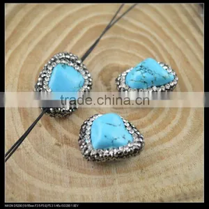 LFD-0046B Wholesale Druzy Turquoise Stone Pave Rhinestone Crystal Connector Beads For Making Bracelet thumbnail-1