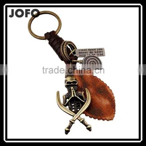 Hot Sale Leather KeyChain High Quality Fashion Skull Pendant Key Chain Rings Vintage Keyring Accessories thumbnail-1