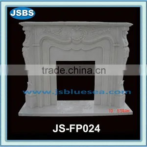 Indoor White Marble Fireplace Design thumbnail-1