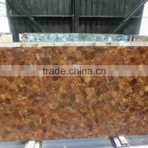 Yellow Quartz Gem Stone Artificial Marble Slabs thumbnail-1