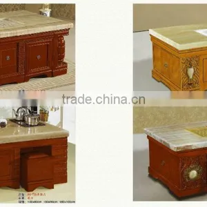 Marble Top Tea Table Set With Wood Side thumbnail-3