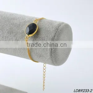 Delicate Gold Chain Oval Glass Bracelet thumbnail-5