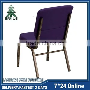 Wholesale Cheap Stacking Metal Church Chairs With Iron Tube and Fabric Cushion thumbnail-1