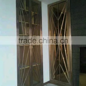 Stainless Steel and Brass Room Partition, Screen Partition for Decoration in Hotel thumbnail-1