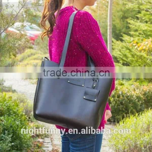 Croisette Monogram Leather Tote Bag. Monogrammed Shopping Bag.Gift for Her. Brown/black/salmon Shoulder Bag. Gift for Her. thumbnail-3