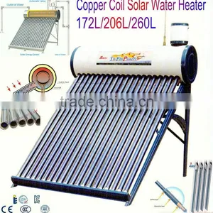 100L~500L Compact/Integrated Vacuum Tube Copper Coil Solar Water Heater With Assistant Tank thumbnail-1