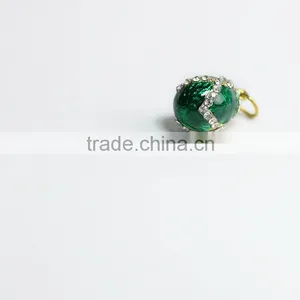 Customized Metal Green Enamel Pendant Crystal Stone thumbnail-2