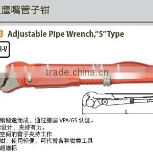 High Quality Cr-v Steel 45 Degree With Straight Jaws Adjustable Pipe Wrench With VPA/GS and Die Forged thumbnail-2