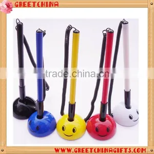 Round Smile Face Base Plastic Table Pen Desk Pen thumbnail-1