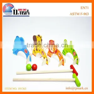 WOODEN TOYS ANIMAL CROQUET SET thumbnail-2