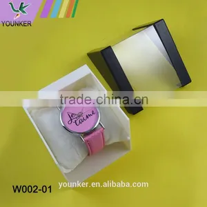 Cheap Stylish Pink PU Strap Stainless Steel Back Quartz With Watch Box Young Girls' Watch thumbnail-5