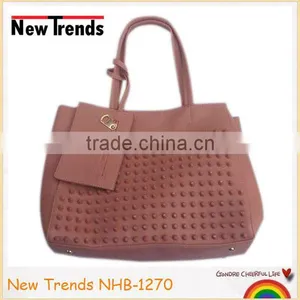 Brown PU and Metal Studs Handbag With Purse thumbnail-1