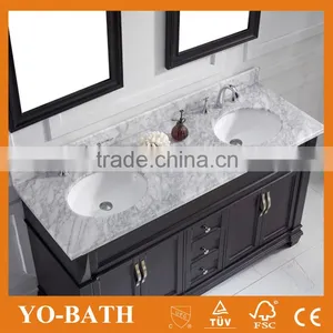 60 Inch Double Sink Traditional Bathroom Vanity With Marble Top thumbnail-4